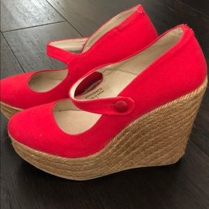 Red platform espadrilles sandals- size 6